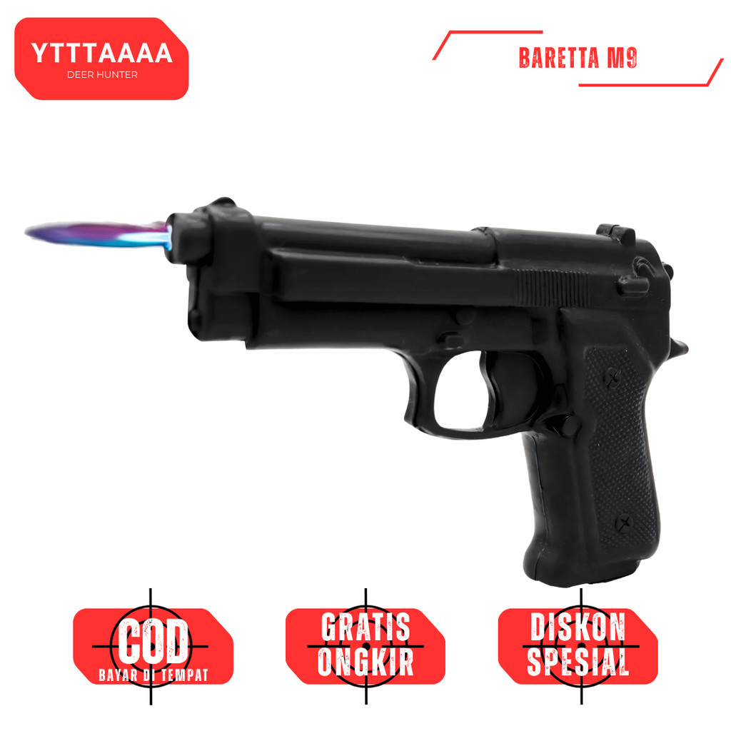 Korek Api Pistol Baretta M9 Full Metal – Lighter Torch Bara Model Senapan Genggam Mirip Asli Berat 4