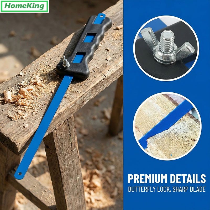Gergaji Besi Mini Hacksaw 12 inch Set Gagang 2 Mata Fleksible Untuk Kayu Pipa PVC Bonsai Multifungsi
