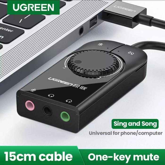 Ugreen Soundcard USB to Aux Audio Mic - Ugreen USB Sound Card External - KABEL 15CM