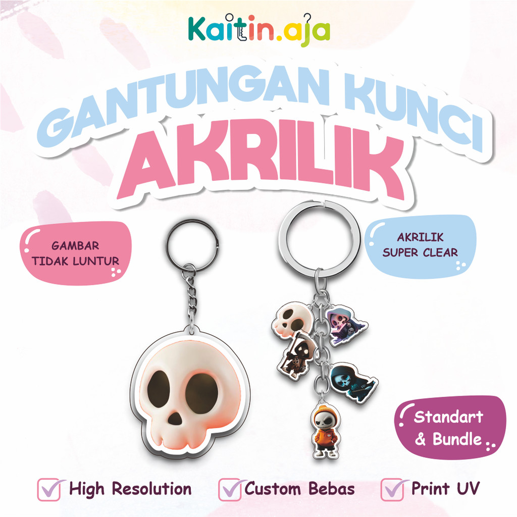 Gantungan Kunci Fidget Toy Tengkorak - Keychain Skeleton Mainan Anti Stress