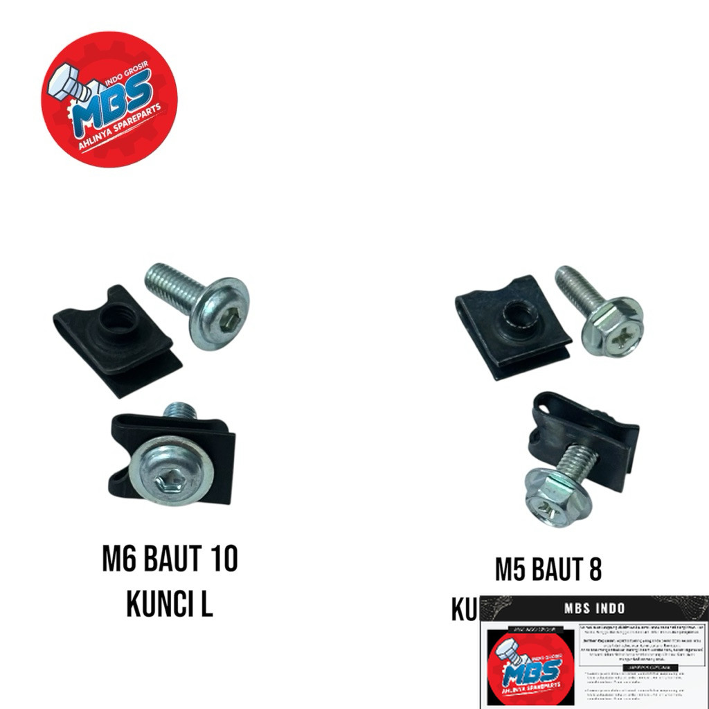 grosir cod terlarisBAUT CLIP KLIP M6 BAUT 10 KUNCI L ddan M5 BAUT 8 FLANGE TOPI DABEL KUNCI ORIGINAL