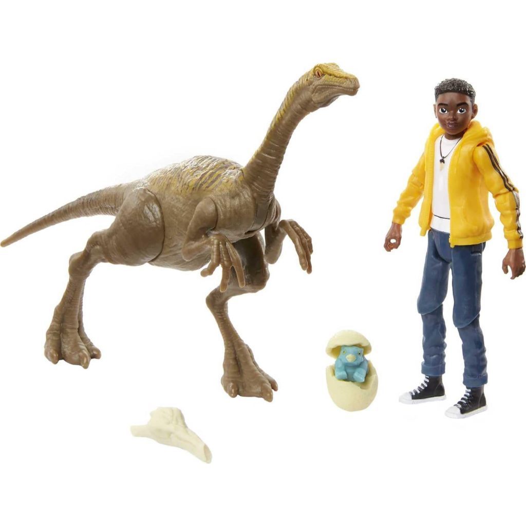Mattel Jurassic World Toys Camp Cretaceous Darius and Gallimimus Human and Dino Pack with 2 Action F