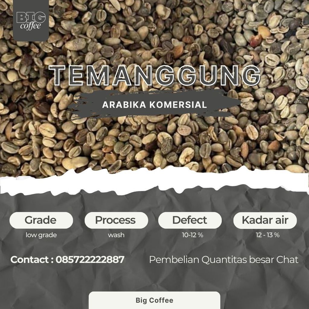 greenbean / biji kopi Arabika Temanggung - Komersial - 1kg