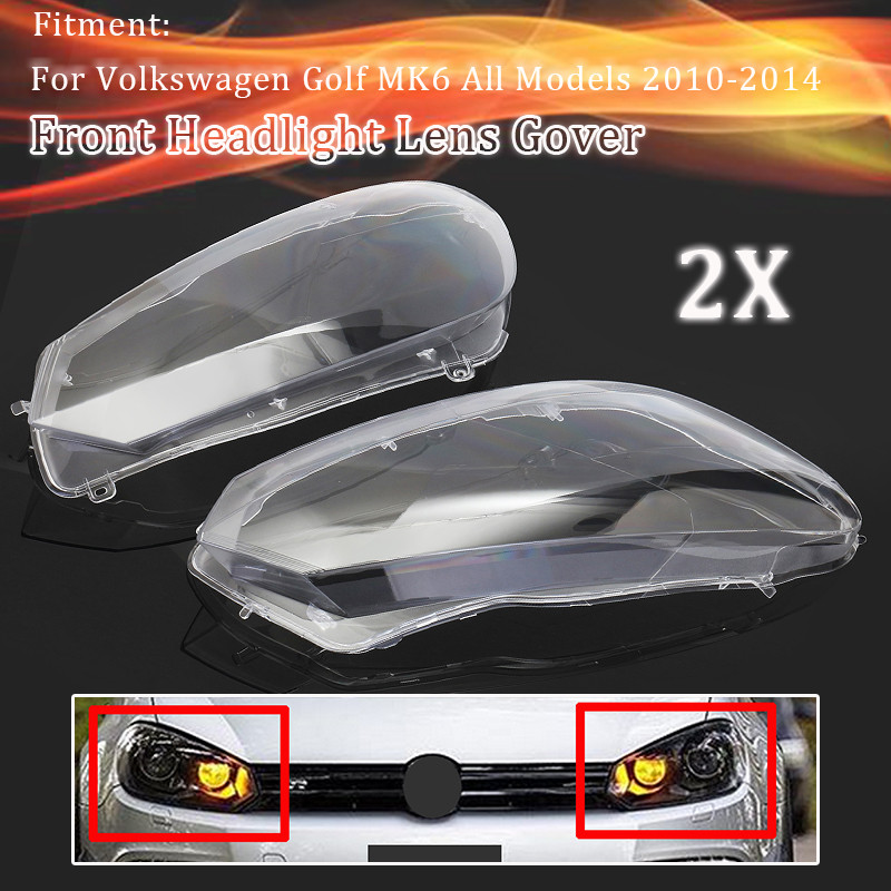 2X Car Lampshade Clear Front Headlight Headlamp Lenses Cover Dust Shell CP8149 For VW For Volkswagen