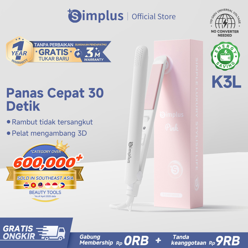 Simplus Catokan Pelurus & Pengeriting Rambut 2-in-1 Mini Desain Portabel