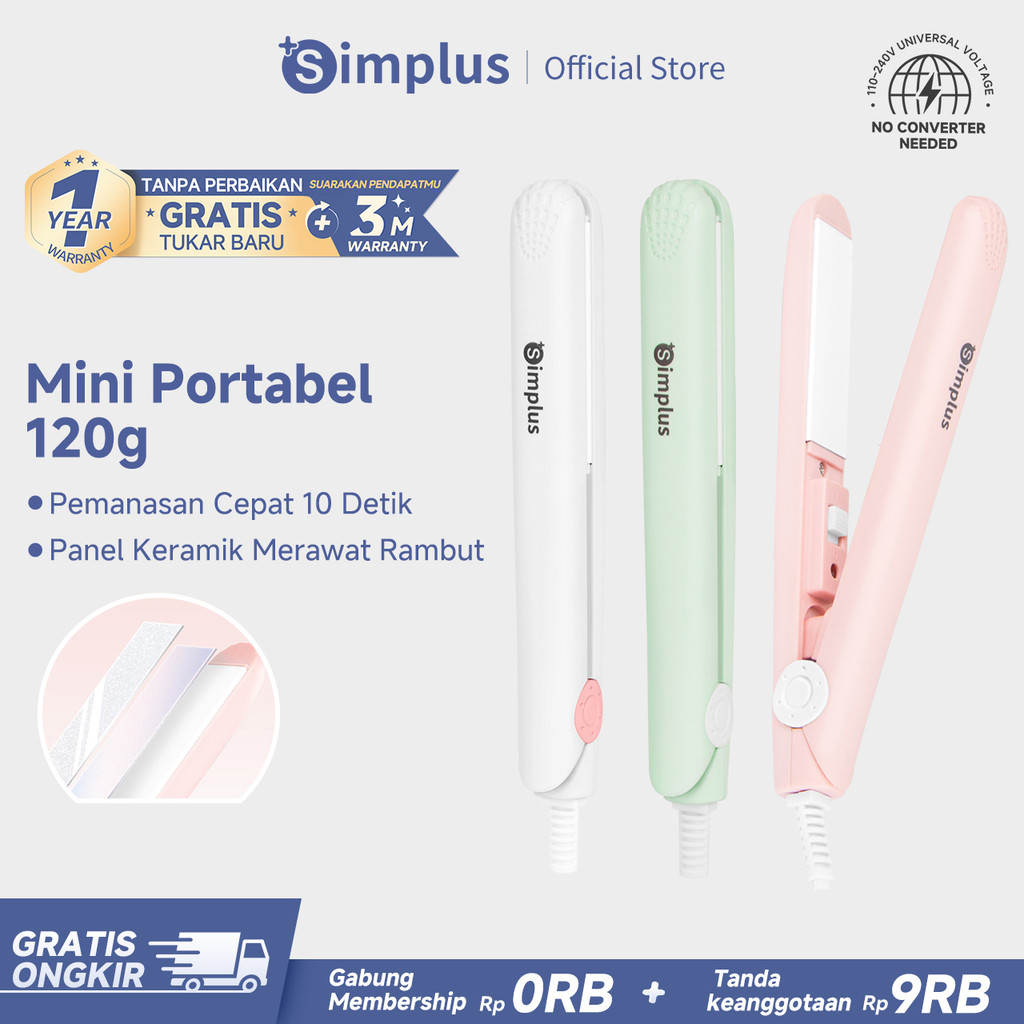 Simplus Catokan Pelurus Rambut Portabel Super Ringan Pemanasan Cepat Pelurus Pengeriting