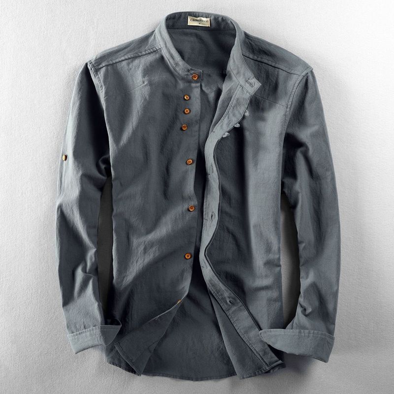 New Men's Casual Linen Shirt Chinese Style Cotton Linen Shirt