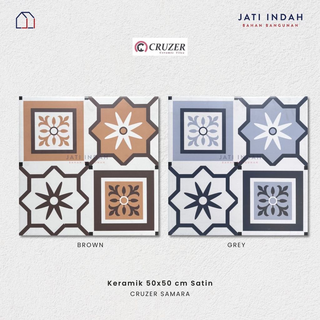 Keramik Lantai Satin Decorative 50x50 cm CRUZER SAMARA | Keramik Motif Tegel Batik