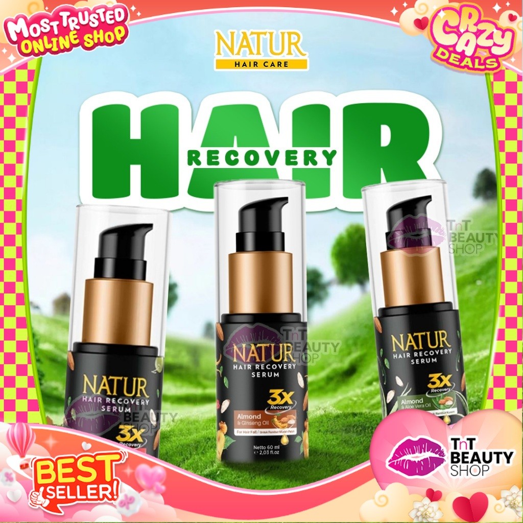 Natur Hair Recovery Serum Almond & Olive Oil 60ml - Almond & Ginseng Oil  - Almond & Aloe Vera 60ml 