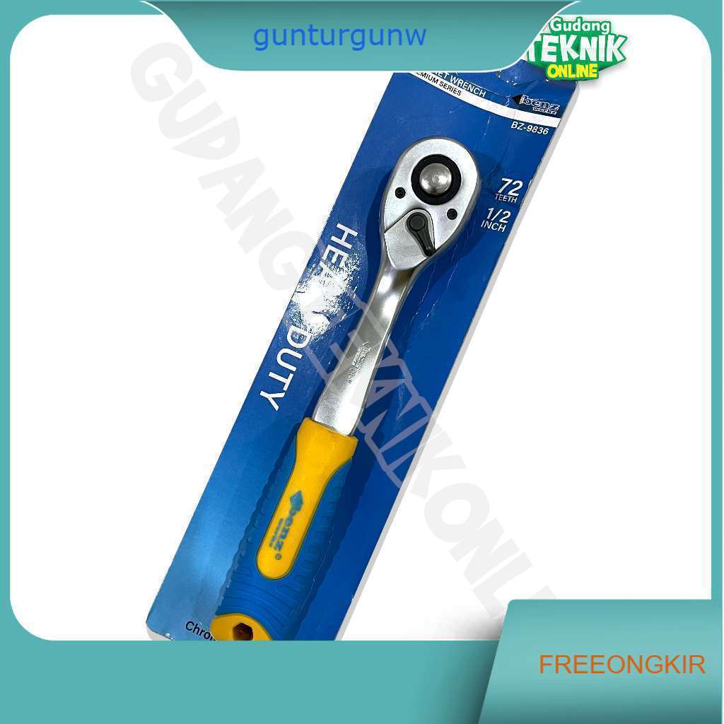 Gagang Kunci Sok 1/2" BENZ BZ9836 72T  Rachet Handle Wrench Shock 1/2 Inch Gagang Kunci Sok Handel H