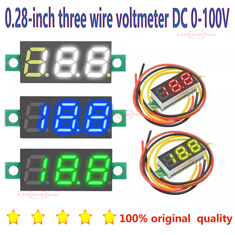 5 Color Available Mini LED gital Voltmeter DC 4-30V 0.28 In 3 Wire DC 0-100V Volt Voltage Meter Gaug