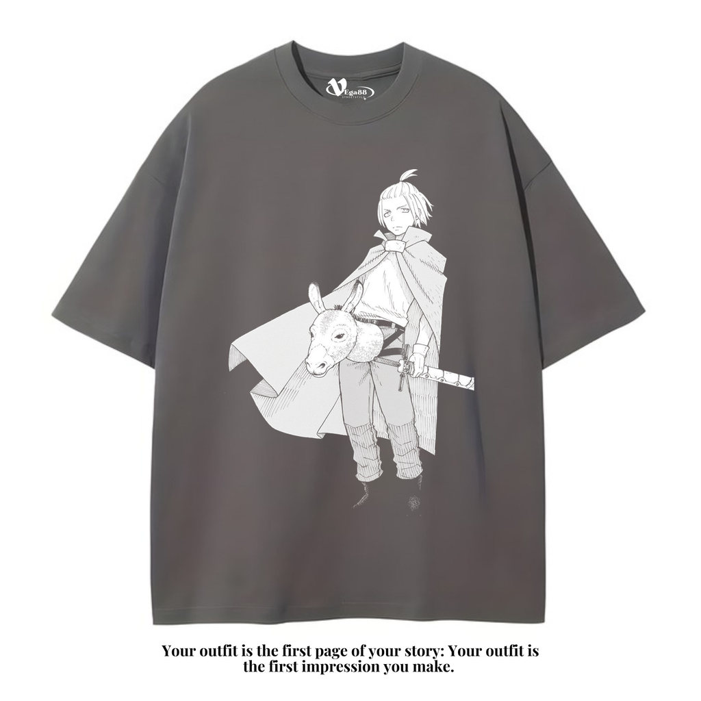VEGA88 *Arthur Boyle anime fire force* Kaos oversize | t-shirt oversized | oversize dark grey | vint