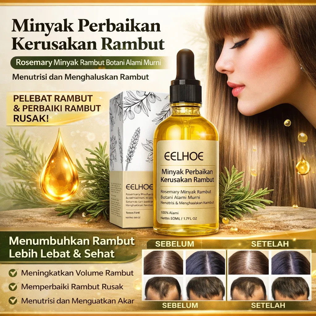 [Promo Spesial] Minyak Rambut Rosemary Anti Rontok | Minyak Esensial untuk Perbaikan Rambut Rusak | 