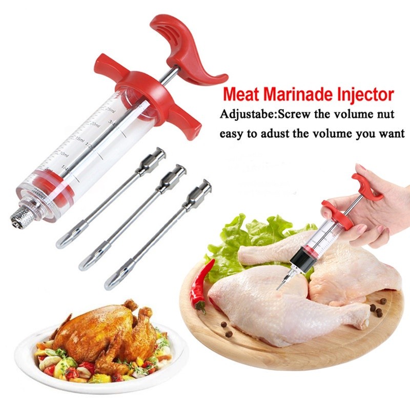 Injektor Makanan dengan Jarum Stainless Steel, Injektor Bumbu, Injektor Marinade, Alat Injektor Masa