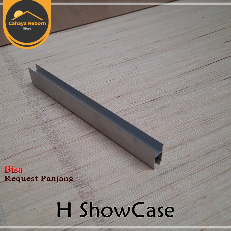 REL H Profil Aluminium Sambungan Kaca Etalase / Rel Pintu Sliding Lemari Kabinet Kaca (Per Meter)