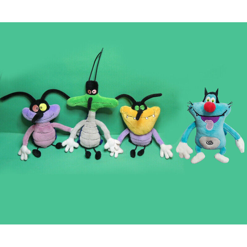 Rare 4pcs Oggy and the Cockroaches plush toy dolls oggy olivia jack