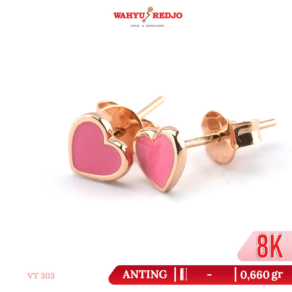 Anting-Anting Emas Tusuk Love Pink 8K Wahyu Redjo AN-8K-31462518-PMR