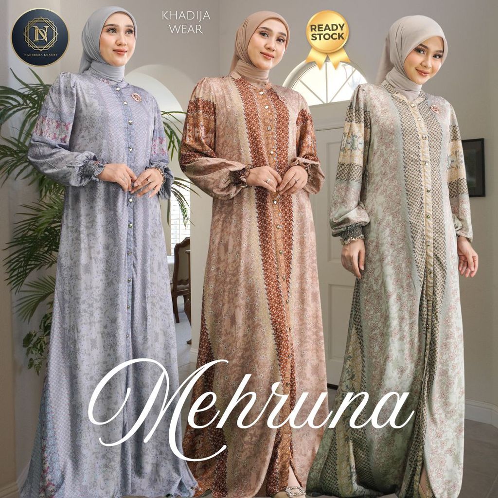 MEHRUNA DRESS MIDI NADHEERA LUXURY RAYON SP DISKON READY NEW