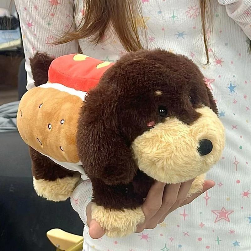 Boneka Anjing Dachshund Merah Kecil yang Lucu, Mainan Boneka Anjing Simulasi