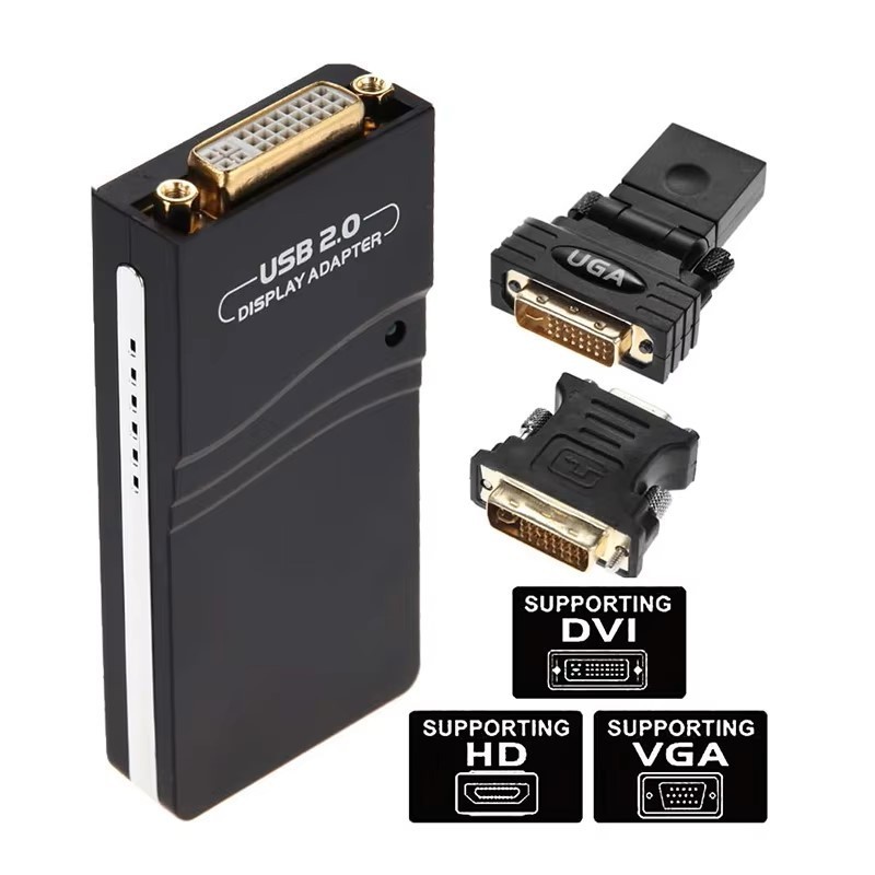 USB 2.0 to DVI/VGA/HD Port External Graphic Card Video Converter Multi-display Adapter for Windows M