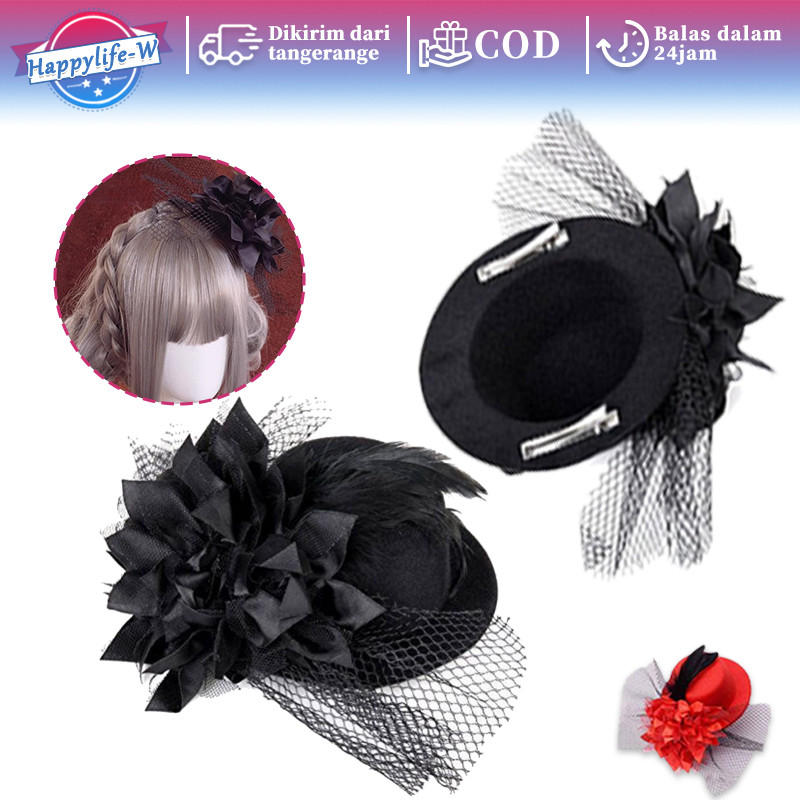 Jepit Topi Hiasan Rambut Jaring Topi Fascinator Wanita Headpiece Topi Kecil Hiasan Kepala Jepit Jala