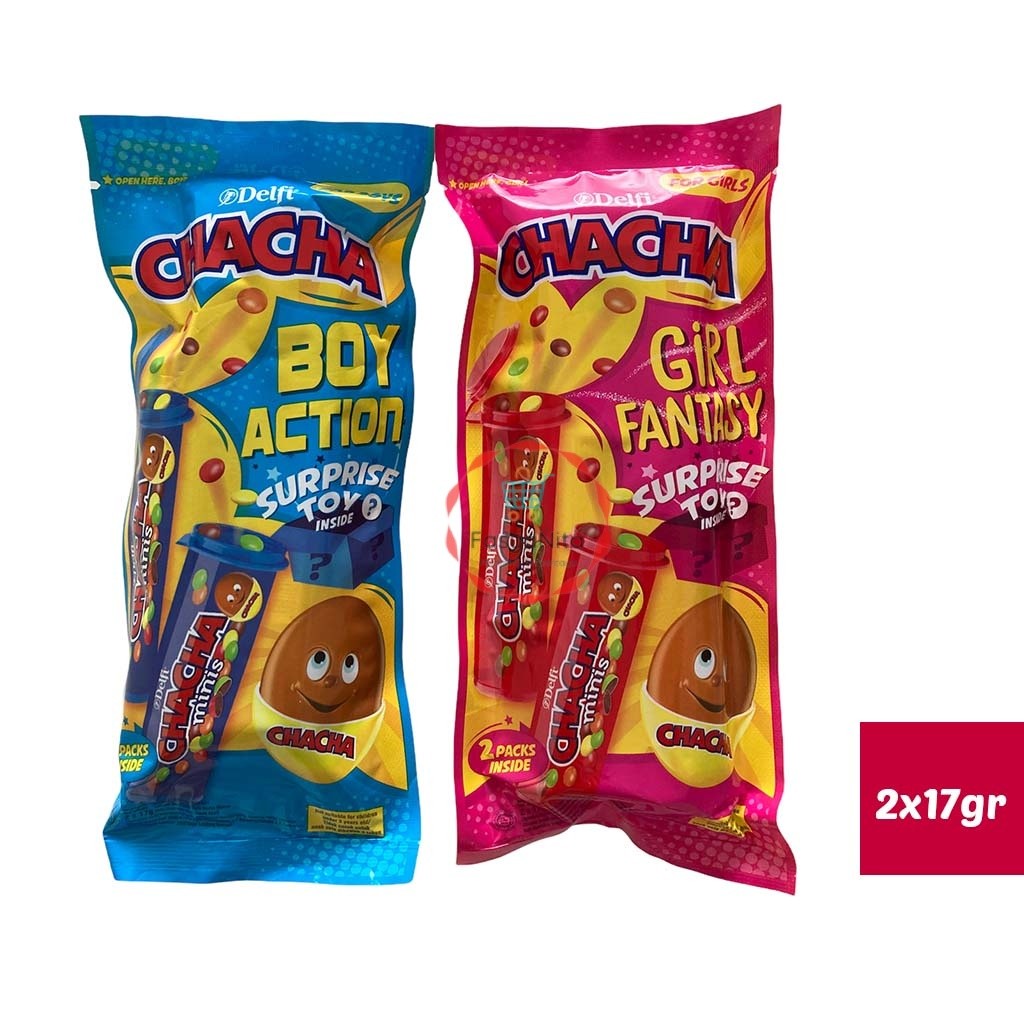 Delfi Cha Cha Minis SURPRISE TOY boy girl 2 x 17gr cokelat chacha - Fasyanita Online Fresh Mart Denp