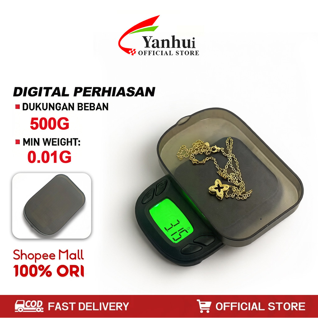YANHUI Timbangan Emas Digital 500g/0.01g Akurat untuk Perhiasan, Koin, Kopi & Perak