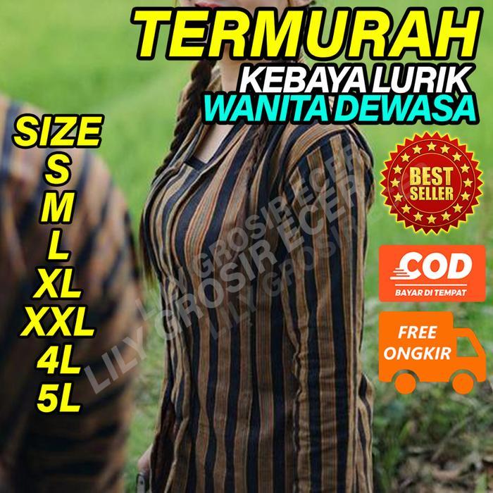 Kebaya Lurik Wanita Model Kutubaru – Baju Adat Jawa Surjan Lurik Jogja Solo | Bahan Tenun Tebal | Si