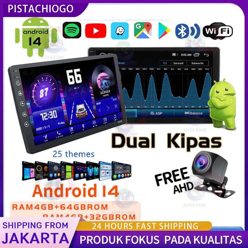 Dual Kipas 8g+128g Ips Screen Head Unit 7/9/10 Inch Car Android 14 Navigasi Untuk Toyota Daihatsu Mi