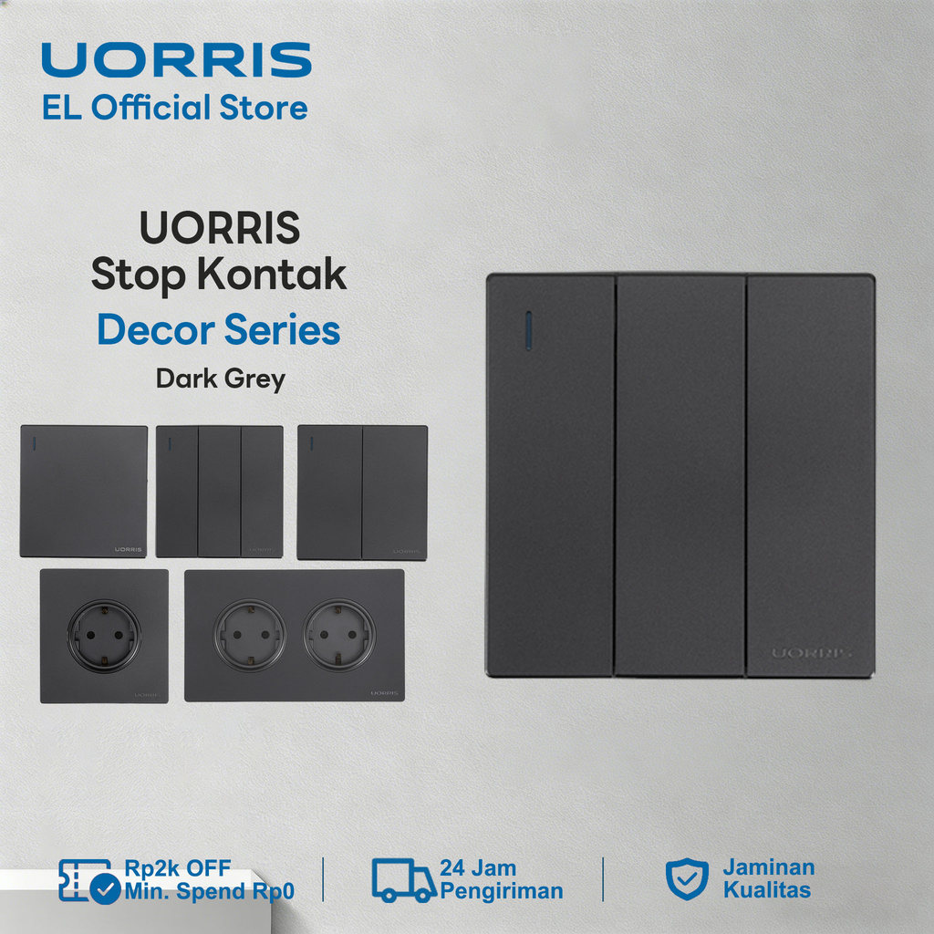 UORRIS Grey Matte Saklar Lampu
