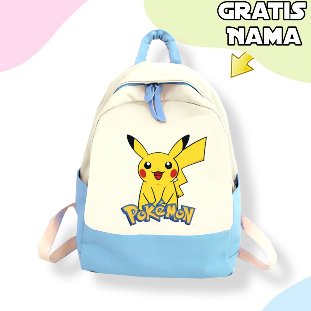 Backpack Ransel Anak Unisex Animasi Pokemon Pikachu / Tas Ransel Anak Pikachu Terbaru - Tas Anak Kom