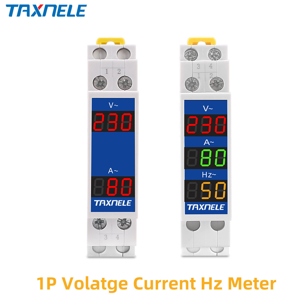 n Rail 18mm Voltage Current HZ Meter AC 80-500V 220V 380V 100A Modular Voltmeter Ammeter LED Incator