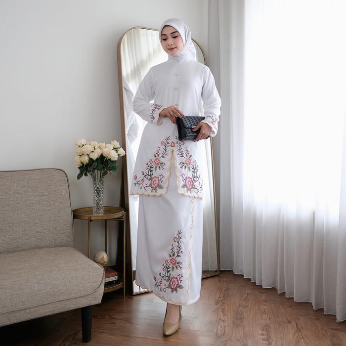 one set eldena kurung melayu katun toyobo bordir bunga stremin fahsion muslim terbaru terlaris cod B