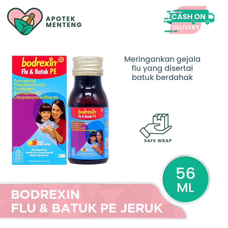 Bodrexin Flu & Batuk PE Jeruk 56 ml - Pereda Flu dan Pilek Pada Anak