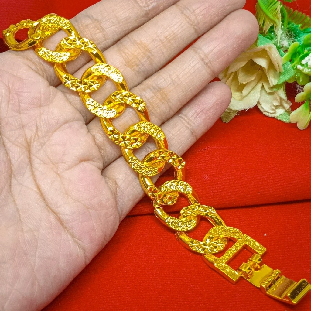 Gelang Rantai Wajah Lebar Pria & Wanita bangle besar motif xuping gelang tangan Permata Kombinasi Pe