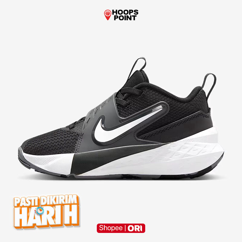 Sepatu Basket Anak Nike Team Hustle D Gs Black - Anthracite - White Original Hf6280-002
