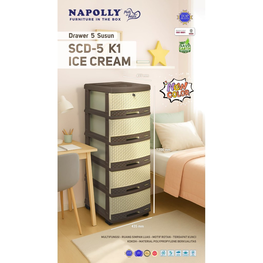 SCD 5 K1 - RAK LACI CABINET napolly / Laci Napolly Cabinet 5 susun / Rak Plastik / Laci Plastik Napo