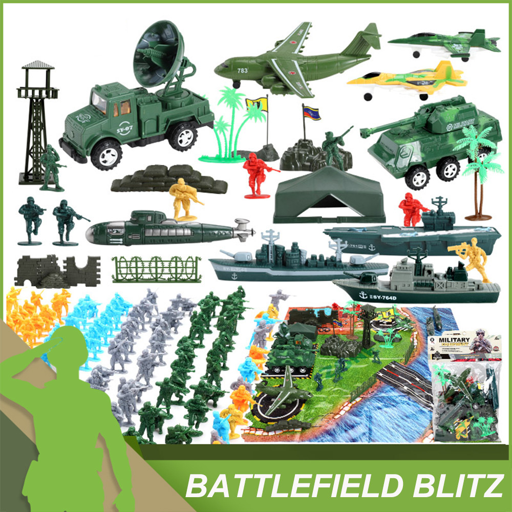 ViiKONDO Army Men Toy Soler Action Figure Military Playset Modern Battlefield Wargame Jet Tank Vehic