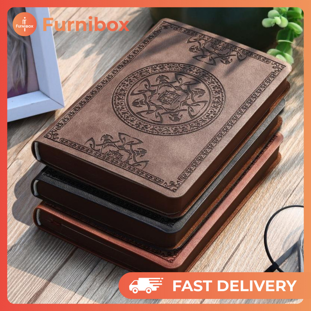 Buku Catatan Agenda Jurnal Kerja Notebook Binder Harian Kulit Kuno