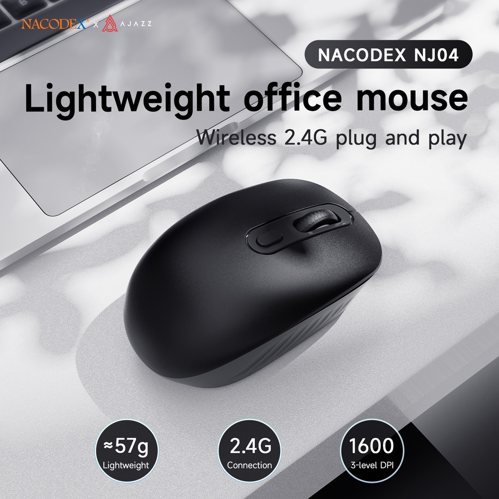 AJAZZ NJ04 2.4G Single-Mode Mouse Ergonomic Macro Gaming Mouse PC Laptop