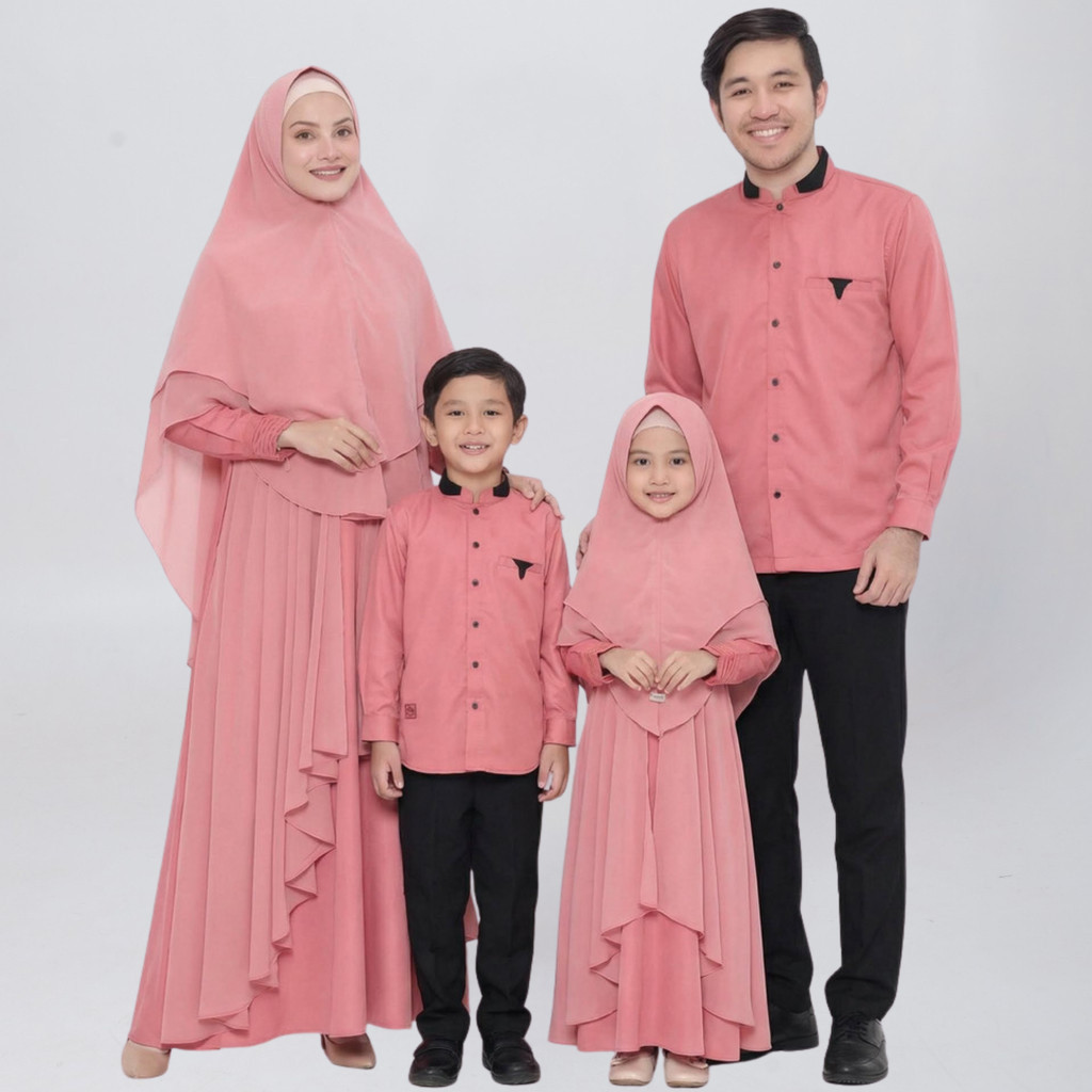 Couple Keluarga Baju Lebaran Sarimbit Jannah Peach Family Muslim