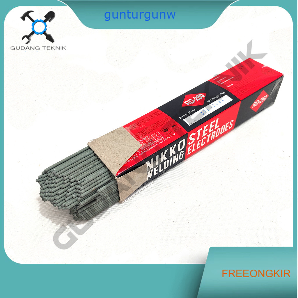 (NIKKO RD260 1.6mm 2KG) Kawat Las 1.6mm 250mm NIKKO RD260 2KG / Kawat Las Steel 1,6mm NIKKO RD 260 -