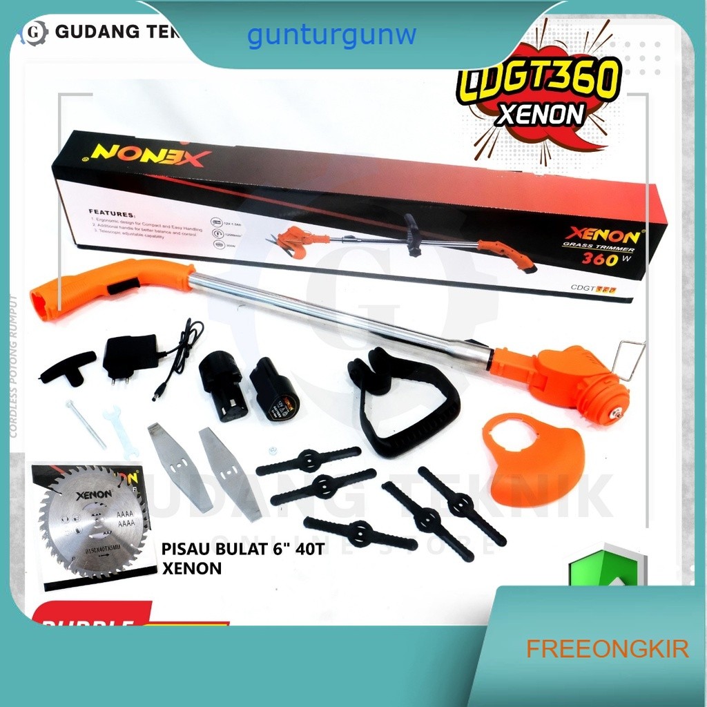 XENON CDGT360 Mesin Potong Rumput CORDLESS Grass Cutter Trimmer 12V - Pemotong Rumput Baterai Batter