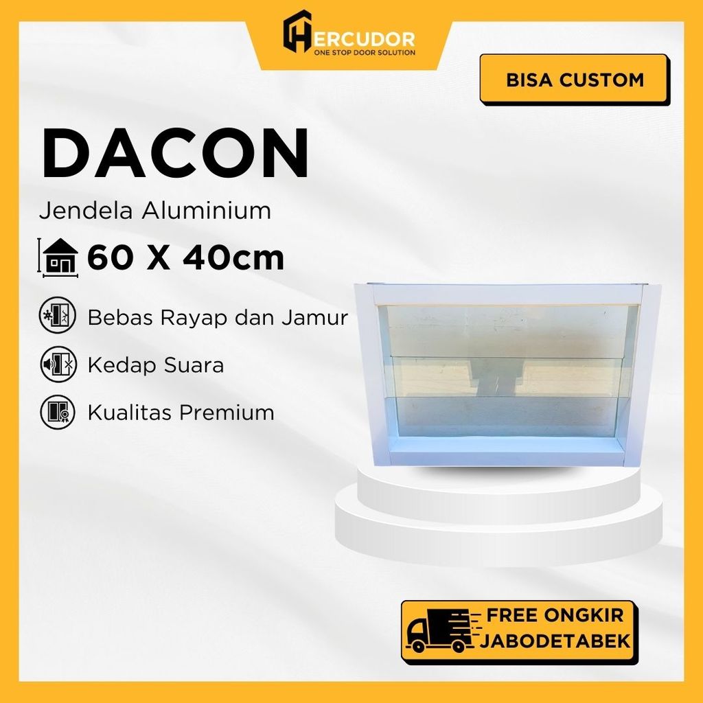 DACON - Jendela Aluminium DACON 3" 60x40 - Boven Kaca Selip / Ventilasi