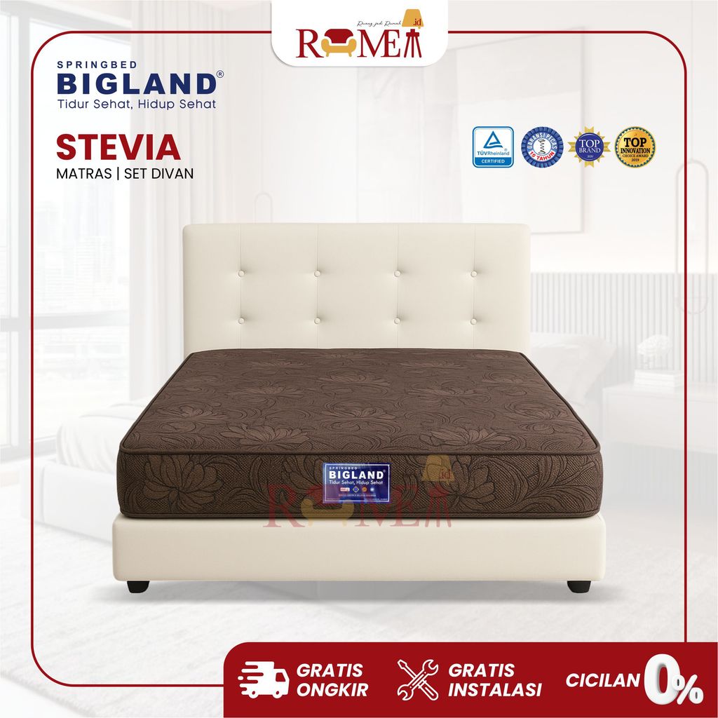 Rumea - Springbed Bigland Stevia Kasur 1 Lapis Pemakaian Atas Bawah All Size 0120x200 160x200 180x20