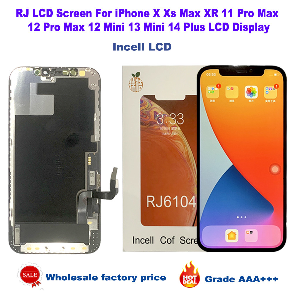 RJ LCD Screen For iPhone 15 Pro Max 12 13 Mini X Xs 11 14 13 Pro Max 16 Plus XR LCD splay Tou Screen