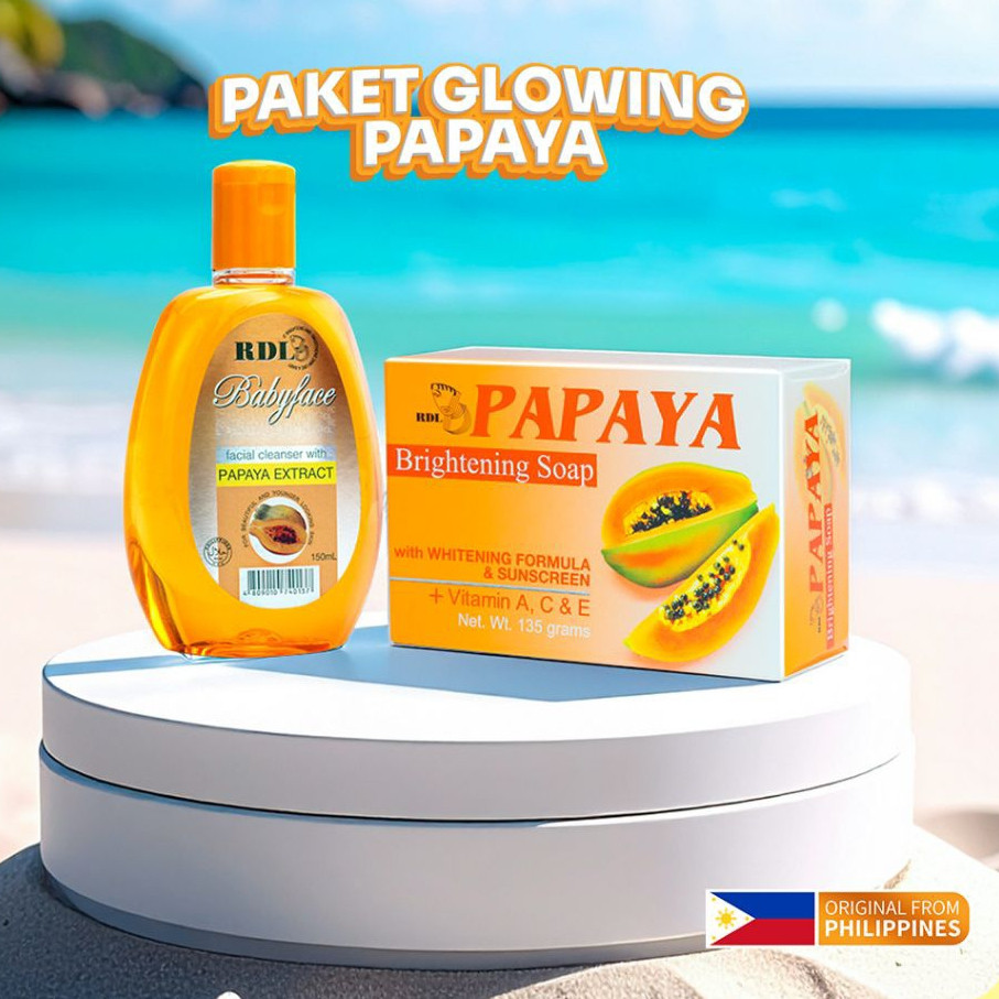Skincare Extra Glowing Facial Cleanser ,Sabun Papaya ,Toner RDL & SERUM RDL WHITENING FACIAL SERUM 3