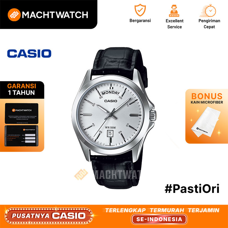 Jam Tangan Pria Casio General MTP-1370L-7AVDF MTP-1370L MTP1370L Enticer Men Analog Silver Dial Blac