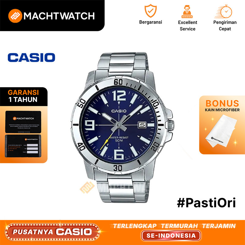 Jam Tangan Pria Analog Casio Standard MTP-VD01D-2BVUDF MTPVD01 MTP-VD01D Enticer Blue Dial Stainless