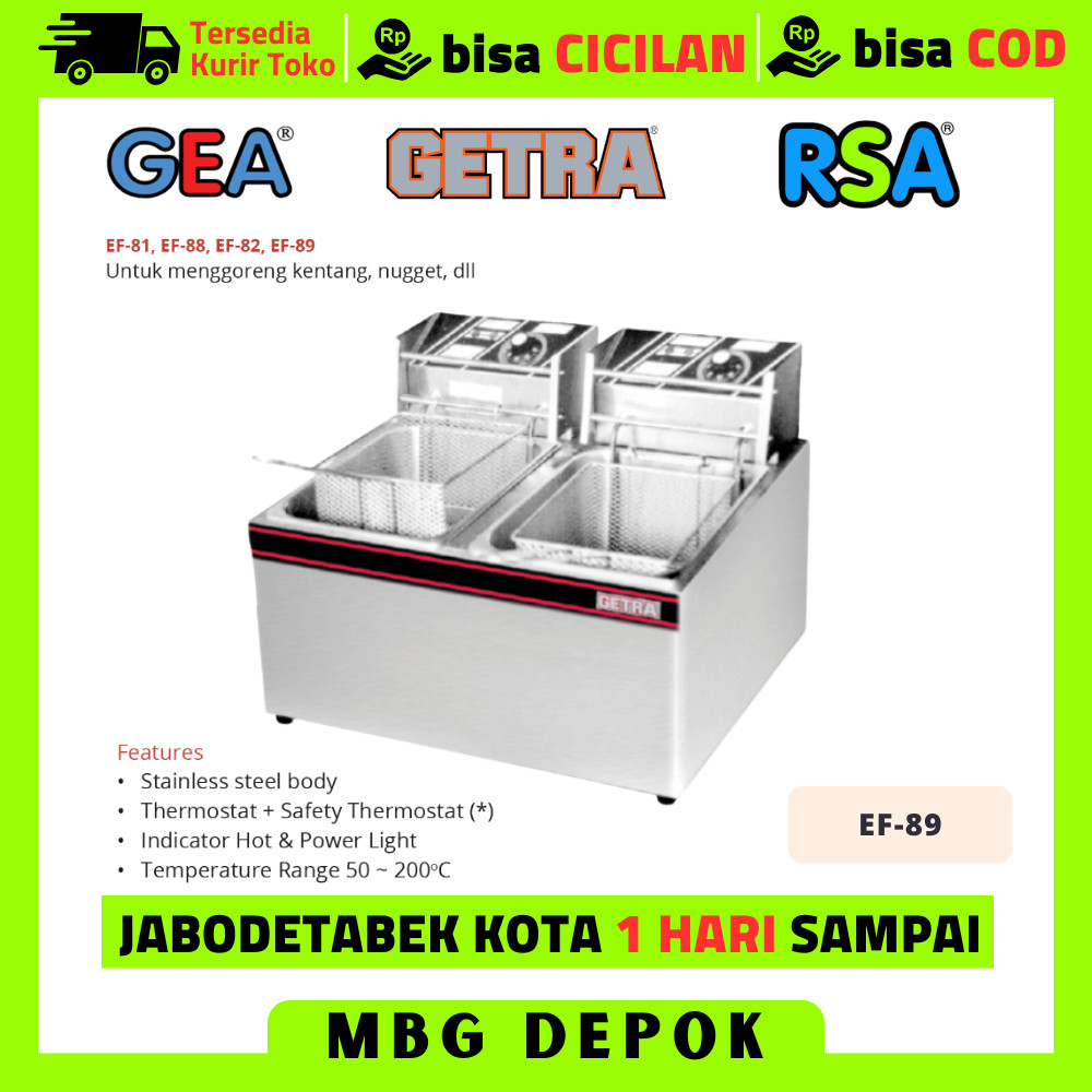 Deep Fryer Listrik Getra Ef-89 2 Tank Penggorengan Ayam Kentang